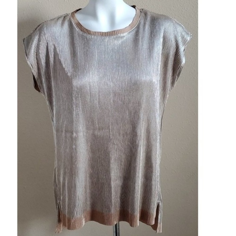 Womens Nanette Lepore Metallic Crinkle Tunic Blouse Top  Size Medium 8/10   NWT